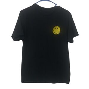 Smiley Originals Happy Face Wobble Tee Shirt Black Cotton Unisex